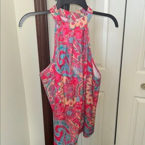 SHEIN Pink and Blue Paisley Tank Top